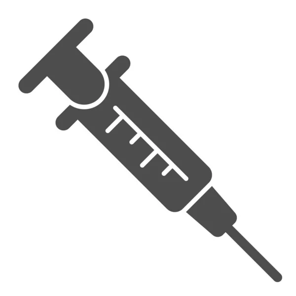 Syringe solid icon 입니다. 투영 벡터 일러스트는 흰색에서 분리되어 있습니다. Vaccination glyph 스타일 디자인은 웹 과 앱을 위해 설계되었다. Eps 10. — 스톡 벡터