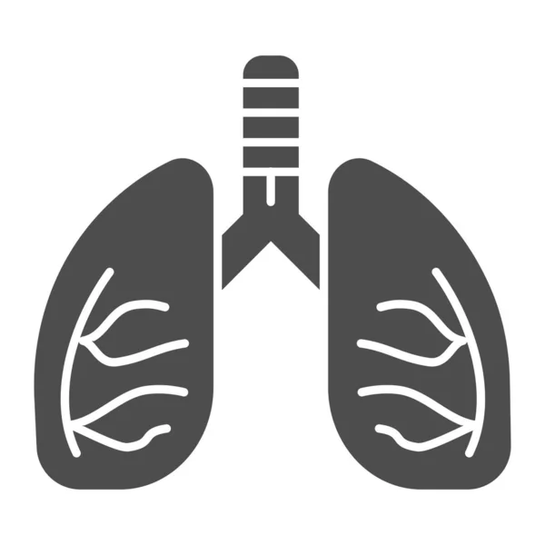 Pulmones icono sólido. Ilustración de vectores de anatomía humana aislada en blanco. Diseño de estilo de glifo de órgano, diseñado para web y aplicación. Eps 10 . — Archivo Imágenes Vectoriales