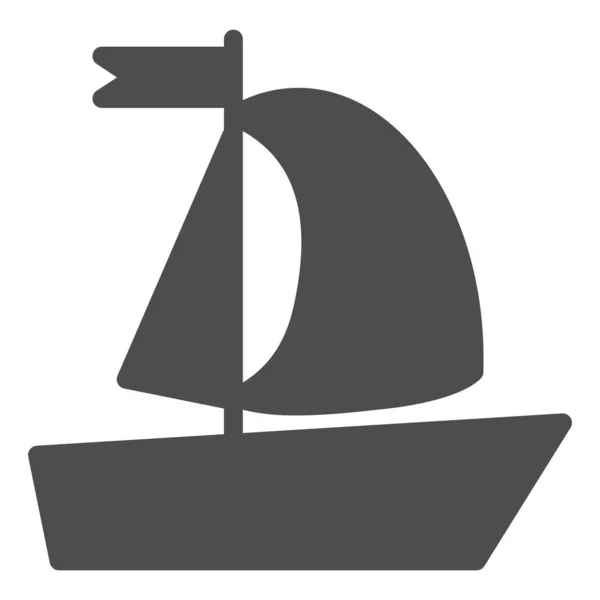 Yat katı simgesi. Yelkenli vektör çizimi beyaza izole edildi. Ağ ve uygulama için tasarlanmış, bayrak şeklinde tasarımı olan bir tekne. Eps 10. — Stok Vektör