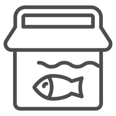 Balık kuyruğu ikonlu kova. Balık kovası çizimi beyaza izole edilmiş. Balıkçılar web ve uygulama için tasarlanmış ana hatları yakalıyorlar. Eps 10.