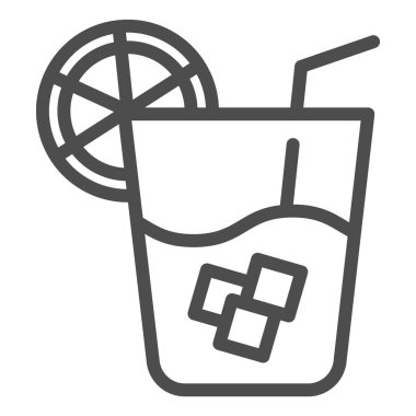 Limonata çizgisi simgesi. Soğuk içecek vektör çizimi beyaza izole edildi. Bir bardak meyve suyu tasarımı, web ve uygulama için tasarlanmış. Eps 10.