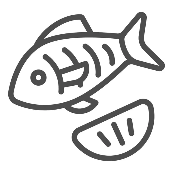 Ícone de linha de peixe. Ilustração do vetor de pesca isolado no branco. Design de estilo de esboço de frutos do mar, projetado para web e aplicativo. Eps 10 . — Vetor de Stock