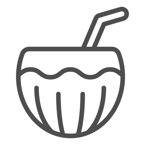 Icono de línea de bebida de coco. Ilustración vectorial cóctel de verano aislado en blanco. Diseño de estilo de contorno de bebidas exóticas, diseñado para web y aplicación. Eps 10 . — Vector de stock