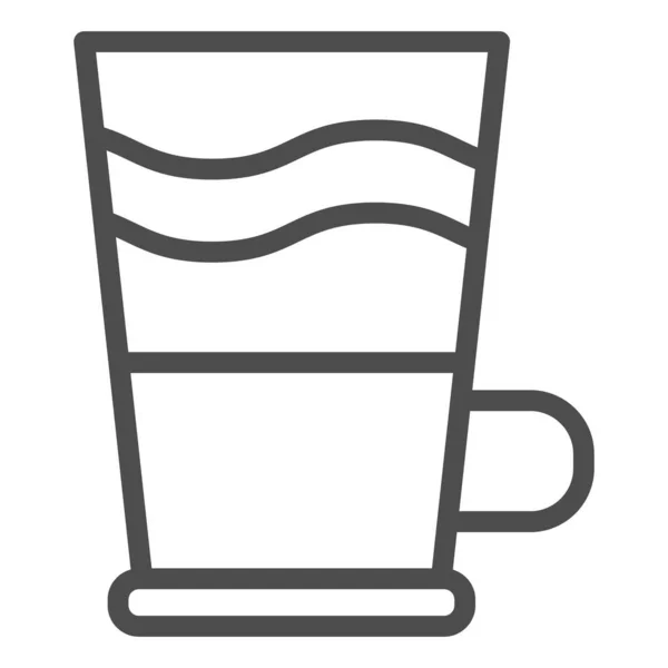 Café en icono de la línea de vidrio. Ilustración vectorial de latte aislada en blanco. Diseño de estilo de boceto de taza de café grande, diseñado para web y aplicación. Eps 10 . — Vector de stock