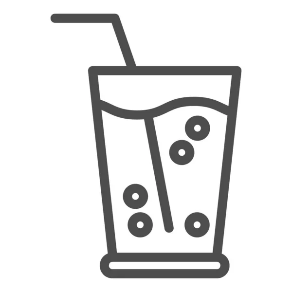 柠檬水在玻璃线图标。用白色的吸管矢量图解喝.玻璃杯的设计风格,专为网页和应用设计.Eps 10. — 图库矢量图片
