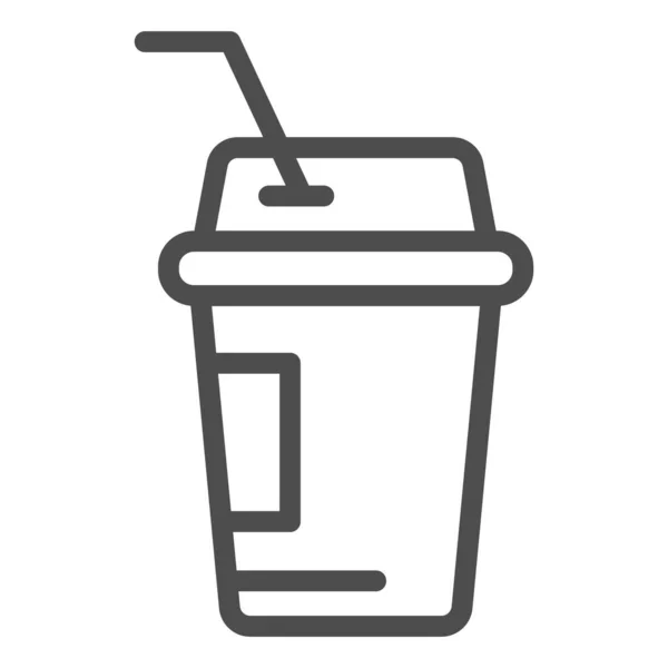 Káva jít řádek ikonu. Iced kávový vektor ilustrace izolované na bílém. Káva v papírovém šálku obrysu styl design, určený pro web a aplikaci. Eps 10. — Stockový vektor