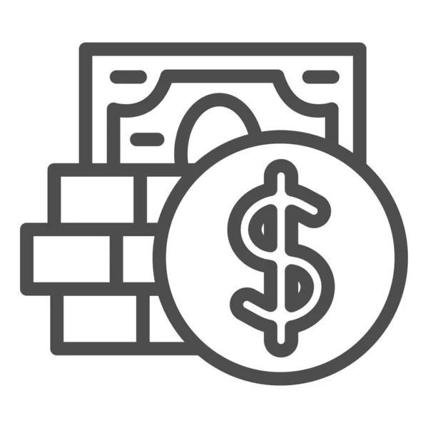 Geld veiligheidslijn icoon. Cash vector illustratie geïsoleerd op wit. Bakstenen en dollar outline stijl ontwerp, ontworpen voor web en app. Eps 10. — Stockvector