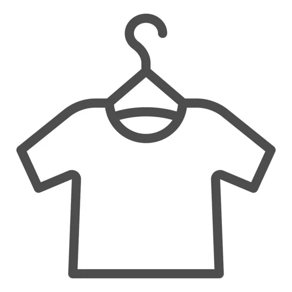 Tshirt on hanger line icon. Shirt hanging vector illustration isolated on white. Clothing outline style design, designed for web and app. Eps 10. — Stock Vector