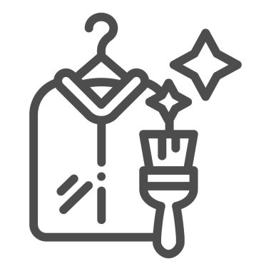 Kuru temizleme çamaşır ipi simgesi. Giysi servisi çizimi beyaza izole edildi. Çamaşır tasarımı tasarımı, web ve uygulama için tasarlandı. Eps 10.