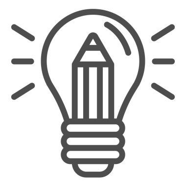 Kalem çizgisi ikonlu ampul. Beyazda izole edilmiş yaratıcı fikir vektör çizimi. Web ve uygulama için tasarlanmış yaratıcılık tasarımı. Eps 10.