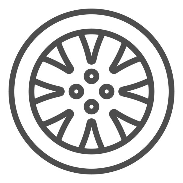 Tire line icon. Automobile wheel vector illustration isolated on white. Car part outline style design, designed for web and app. Eps 10.