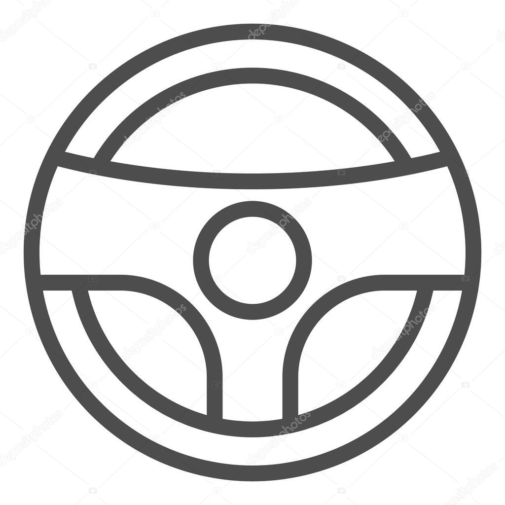 Steering wheel line icon. Driver steering wheel with signal vector illustration isolated on white. Car part outline style design, designed for web and app. Eps 10.