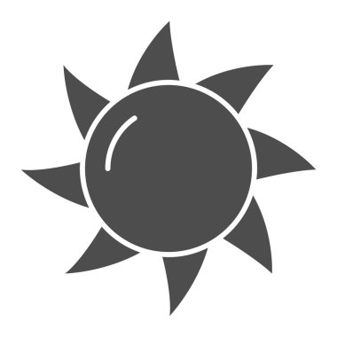 Sıcak güneş katı ikonu. Yaz vektör illüstrasyonu beyaza izole edildi. Günışığı kabartma tasarımı, web ve uygulama için tasarlandı. Eps 10.