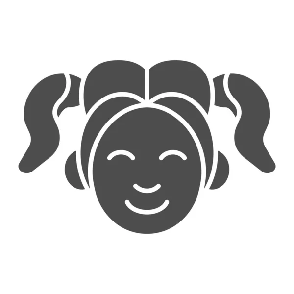 Fille visage souriant icône solide. Illustration vectorielle sourire femme isolée sur blanc. Joyeux design de style glyphe jeune fille, conçu pour le web et l'application. Eps 10 . — Image vectorielle