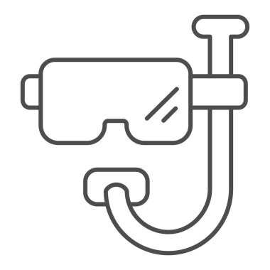 Dalış maskesi ince çizgi simgesi. Dalgıç maskesi çizimi beyaza izole edildi. Şnorkel tasarımı, web ve uygulama için tasarlandı. Eps 10.