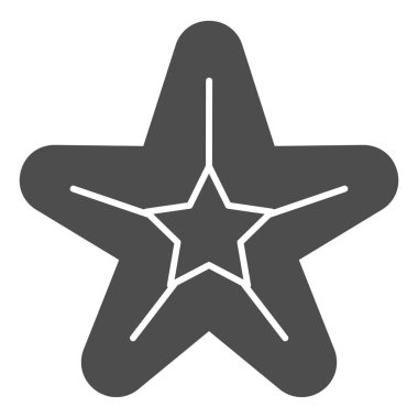 Deniz yıldızı katı ikonu. Deniz yıldızı çizimi beyaza izole edildi. Aquatic glyph tasarımı, web ve uygulama için tasarlanmış. Eps 10.