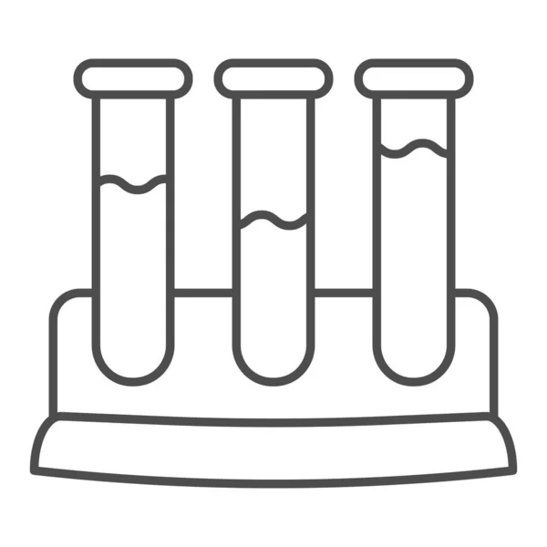 Flacons médicaux icône de ligne mince. Béchers de chimie illustration vectorielle isolée sur blanc. Conception de style de contour de tubes à essai, conçu pour le Web et l'application. Eps 10 . — Image vectorielle