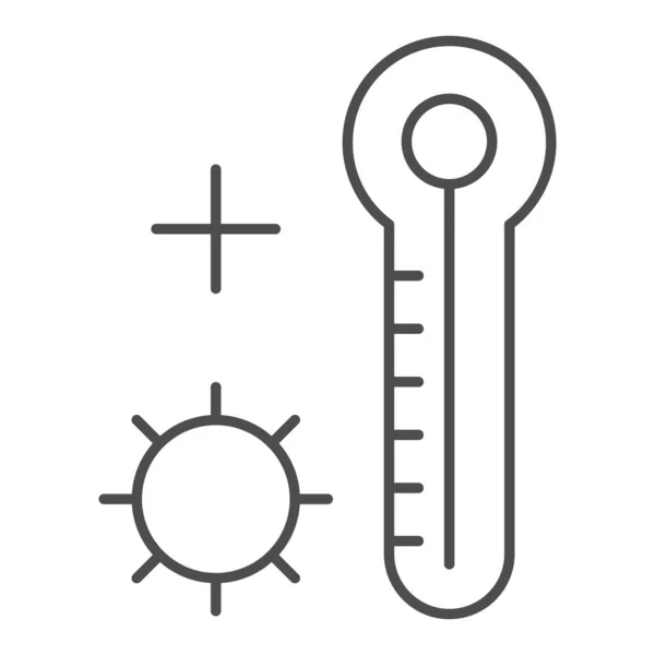 Ícone de linha fina do termômetro. Ilustração vetorial em escala de temperatura isolada sobre branco. Design de estilo de contorno de grau de temperatura, projetado para web e aplicativo. Eps 10 . — Vetor de Stock