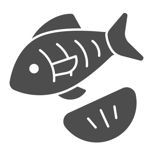 Ícone sólido de peixe. Ilustração do vetor de pesca isolado no branco. Design de estilo de glifo de frutos do mar, projetado para web e aplicativo. Eps 10 . —  Vetores de Stock