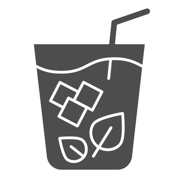 Mojito固体图标。玻璃杯中的媒介图解分离在白色上.薄荷鸡尾酒设计风格，专为网页和应用程序设计。Eps 10. — 图库矢量图片