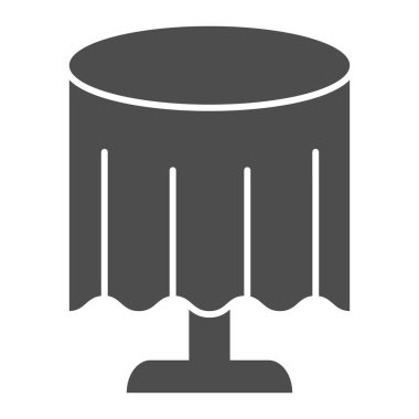 Masa örtüsü masa başı simgesinde. Restoran masa vektör çizimi beyaza izole edildi. Yuvarlak masa kabartma tasarımı, web ve uygulama için tasarlanmış. Eps 10.