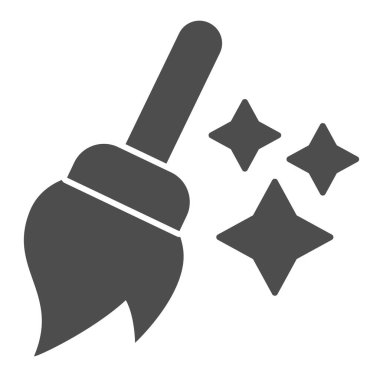 Süpürge katı simgesi. Süpürme fırçası vektör illüstrasyonu beyazda izole edildi. Ev kabartma tasarımı, web ve uygulama için tasarlanmış. Eps 10.