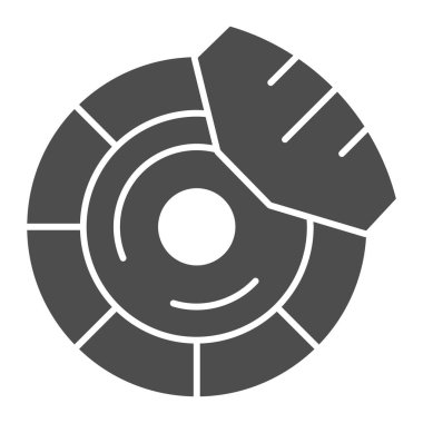 Fren diskleri katı simge. Fren ayakkabısı çizimi beyaza izole edildi. Araba parçası kabartma tasarımı, web ve uygulama için tasarlanmış. Eps 10.