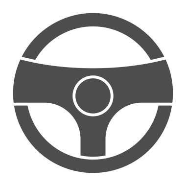 Direksiyon katı ikon. Sinyal vektör illüstrasyonlu direksiyon beyazı izole etti. Araba parçası kabartma tasarımı, web ve uygulama için tasarlanmış. Eps 10.