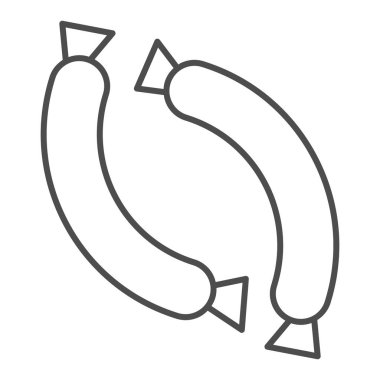 Frankfurter, ince çizgi ikonu. Barbekü sosis vektör çizimi beyaza izole edilmiş. Et tasarımı, web ve uygulama için tasarlanmış. Eps 10.