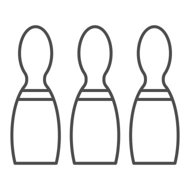 Bowling Skittles ince çizgi ikonu. Bowling oyunu temsili beyaza izole edildi. Bowling lobutları web ve uygulama için tasarlanmış tasarım tasarımı. Eps 10.