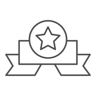 Yıldız madalyası ince çizgi ikonu. Ödül vektör illüstrasyonu beyaza izole edildi. Ödül kabartma tasarımı, web ve uygulama için tasarlandı. Eps 10.