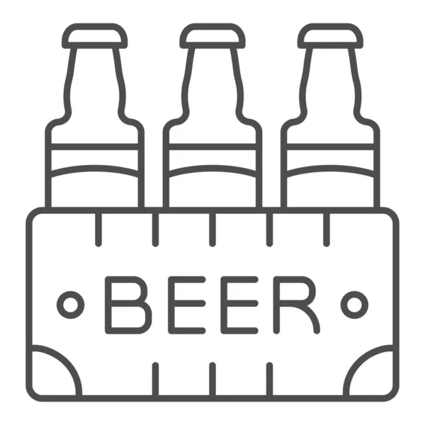 Balíček s ikonou tenké linky piva. Krabička s pivním vektorem, izolovaná na bílém. Pouzdro s designem ve stylu obrysu piva, určené pro web a aplikaci. Eps 10. — Stockový vektor
