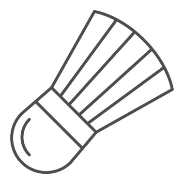 Shuttlecock ince çizgi ikonu. Badminton top vektör çizimi beyaza izole edildi. Spor oyunu tasarımı, web ve uygulama için tasarlandı. Eps 10.