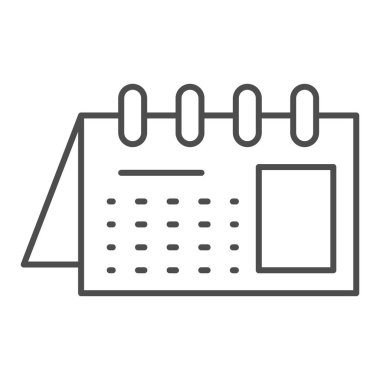 Takvim ince çizgi simgesi. Beyazda izole edilmiş spiral vektör çizimi hatırlatıcısı. Ofis ajandası tasarımı, web ve uygulama için tasarlandı. Eps 10.