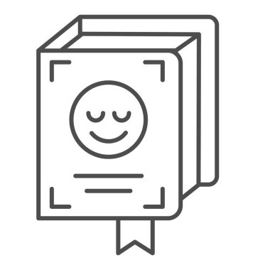 Kapalı kitap ince çizgi ikonu. Edebiyat vektörü illüstrasyonu beyaza izole edilmiş. Web ve uygulama için dizayn edilmiş ders kitabı tasarımı. Eps 10.