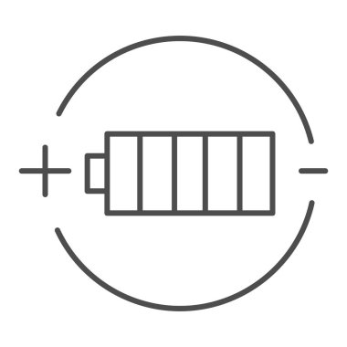 Batarya şarjı ince çizgi simgesi. Tam batarya vektör çizimi beyaza izole edildi. Ağ ve uygulama için tasarlanmış alkali tasarım tasarımı. Eps 10.