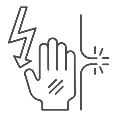 Elektrik temasını kes ince çizgi simgesi. Güç bağlantısı kırılma vektör illüstrasyonu beyazda izole edildi. Web ve uygulama için tasarlanmış ana hatların bağlantısını kes. Eps 10.