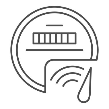 Enerji sayacı ince çizgi simgesi. Elektrik ölçüm kutusu vektör çizimi beyaza izole edildi. Bağlantı ana hatları tasarımı, web ve uygulama için tasarlandı. Eps 10.