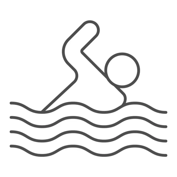 Schwimmen dünne Linie Symbol. Schwimmvektordarstellung isoliert auf weiß. Wassersport skizziert Stil-Design, entworfen für Web und App. Eps 10. — Stockvektor