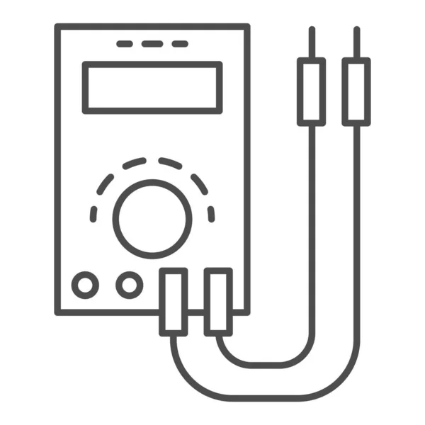 Цифровой мультиметр тонкой строки. Иллюстрация вектора электричества изолирована на белом. Вольтметр очертания стиль дизайн, предназначенный для веб и приложения. Eps 10 . — стоковый вектор