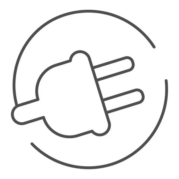 Spina elettrica icona linea sottile. Illustrazione vettoriale del cavo di alimentazione isolato su bianco. Design dello stile del profilo della presa del cavo, progettato per web e app. Eps 10 . — Vettoriale Stock