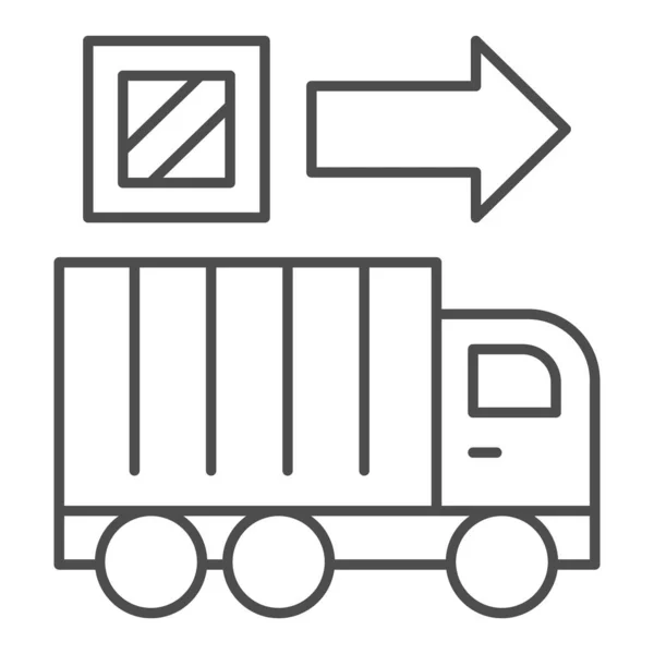 Lieferwagen dünne Linie Symbol, Gütertransport Symbol, Versand LKW Silhouette Vektorschild auf weißem Hintergrund, schnelle Lieferwagen Symbol in Umriss Stil Web-Design. Vektorgrafik. — Stockvektor