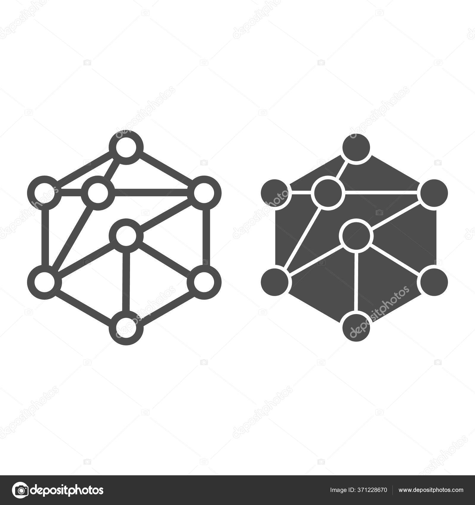 Cube network line and glyph icon. Blockchain vector illustration isolated on white. Cube