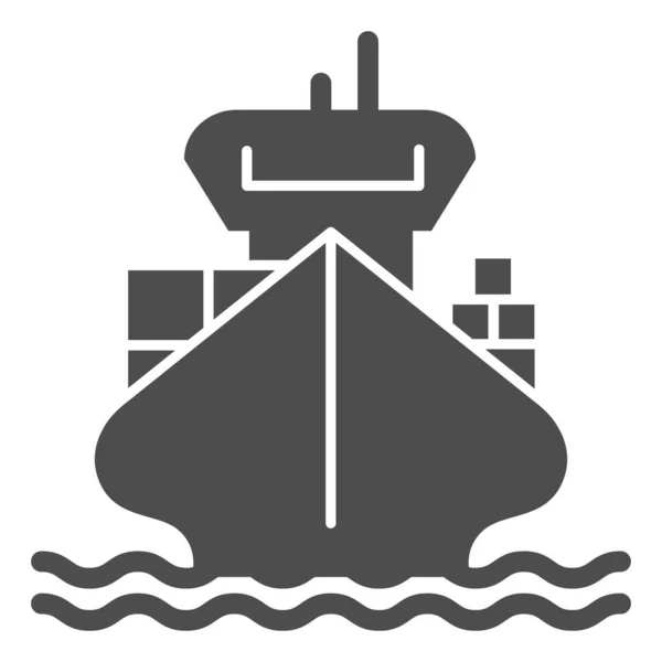 Грузовой корабль с твердым значком контейнера, символом доставки и логистики, векторным знаком грузового судна на белом фоне, иконкой грузового судна в стиле глифа мобильной концепции, веб-дизайном. Векторная графика . — стоковый вектор