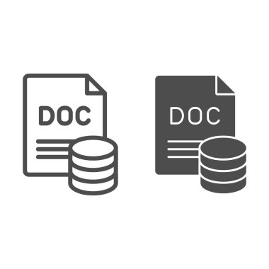 Belgeler arşiv hattı ve simge simgesi. Dosya vektör illüstrasyonu beyazda izole edildi. Kağıt kağıtlar web ve uygulama için tasarlanmış tasarım tasarımı. Eps 10.