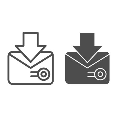 Posta pulu ve sembol içeren bir mektup. Beyaz üzerine izole edilmiş pul vektör illüstrasyonlu zarf. Web ve uygulama için tasarlanmış posta ana hatları tasarımı gönder. Eps 10.