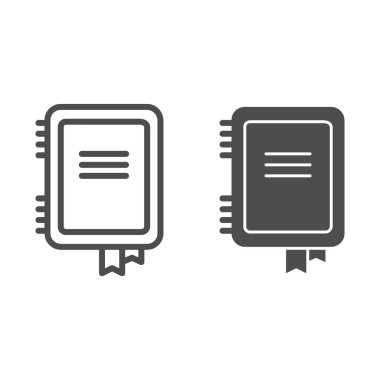 Defter satırı ve sembol. Not: Beyaz üzerine izole edilmiş vektör illüstrasyonu. Web ve uygulama için tasarlanmış tasarım tasarımı. Eps 10.