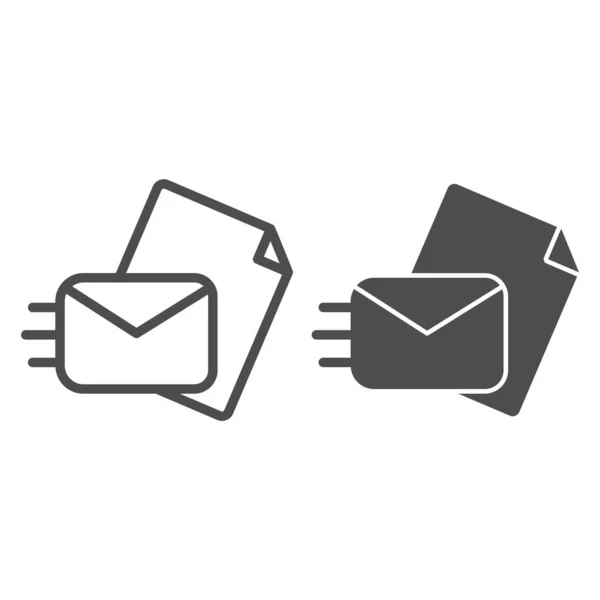 Envoi d'une ligne de courrier et d'une icône glyphe. Envoi d'une illustration vectorielle de lettre isolée sur blanc. Enveloppe avec papier pour envoyer un design de style de contour, conçu pour le web et l'application. Eps 10 . — Image vectorielle