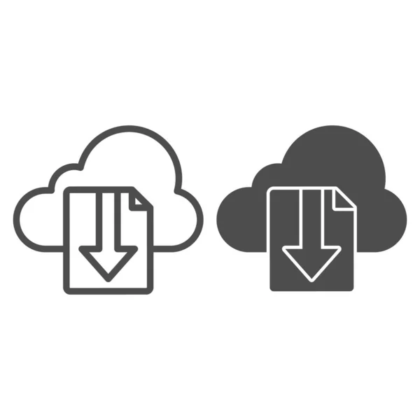 Cloud download bestandsregel en glyph icoon. Bestand op cloud storage vector illustratie geïsoleerd op wit. Documenten downloaden outline style design, ontworpen voor web en app. Eps 10. — Stockvector