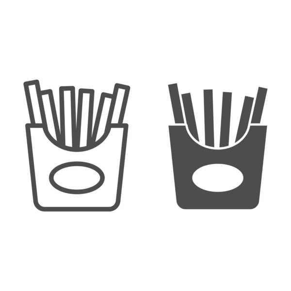 Línea de papas fritas e icono de glifo. Ilustración de vectores de comida rápida aislada en blanco. Diseño de estilo de contorno de papa frita, diseñado para web y aplicación. Eps 10 . — Vector de stock